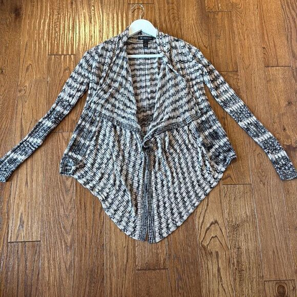 INC International concepts open knit striped draped cardigan sweater m - Picture 4 of 8